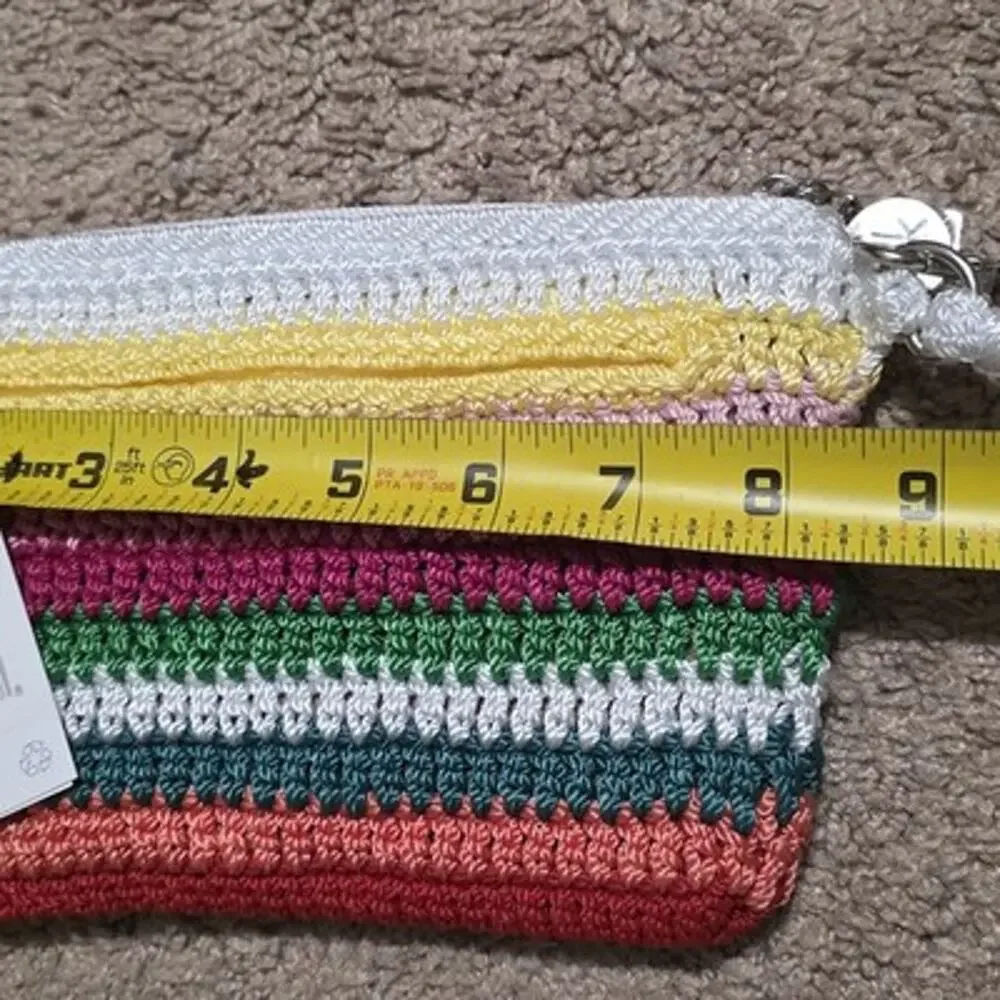The Sak Crochet Craze Wristlet Clutch Multicolor Stripe Beach Coastal Boho NEW